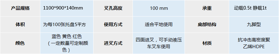 JSL-1109网轻九脚塑料托盘